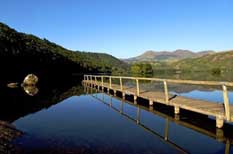 Pont de bois sur un lac